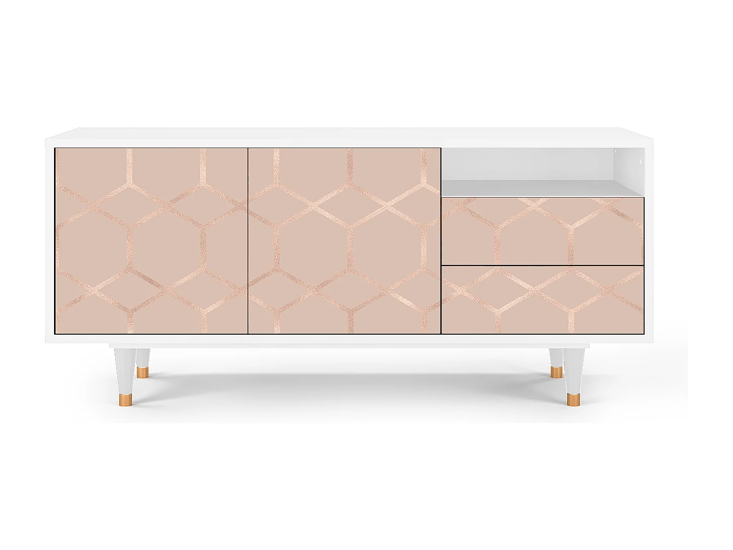 Mobile TV - 125х56х41 cm - T7 - Rose Honeycomb, Bianco