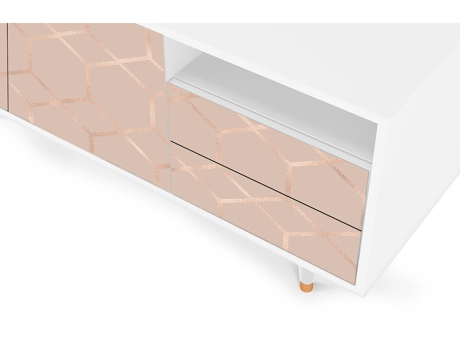 Mobile TV - 125х56х41 cm - T7 - Rose Honeycomb, Bianco