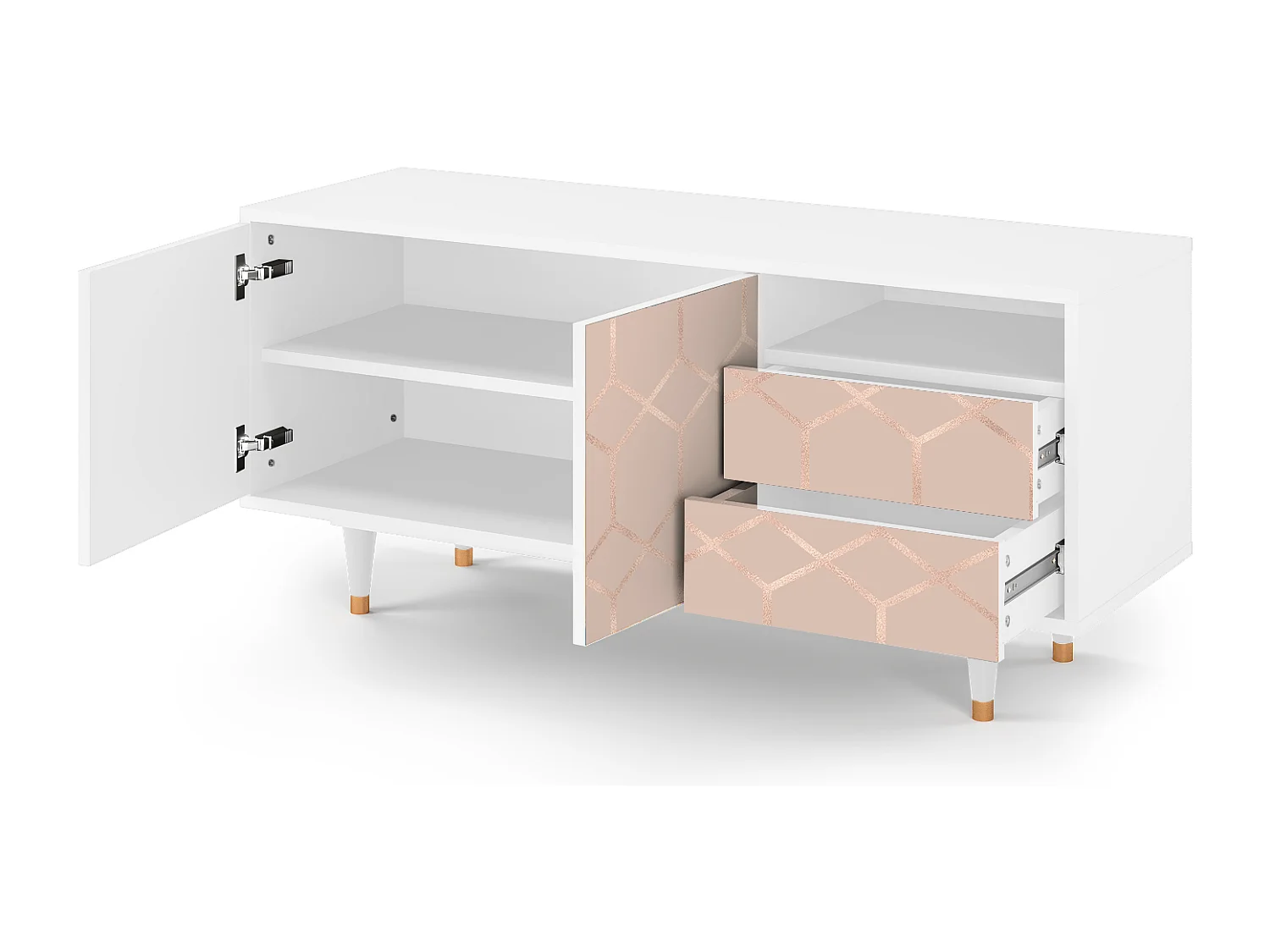 Mobile TV - 125х56х41 cm - T7 - Rose Honeycomb, Bianco