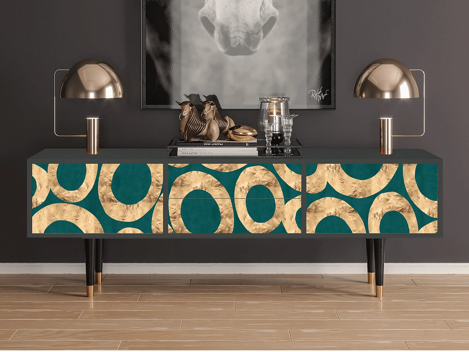 TV-meubel - 170х59х48 cm - T4 - Zircon Sphere, Antraciet