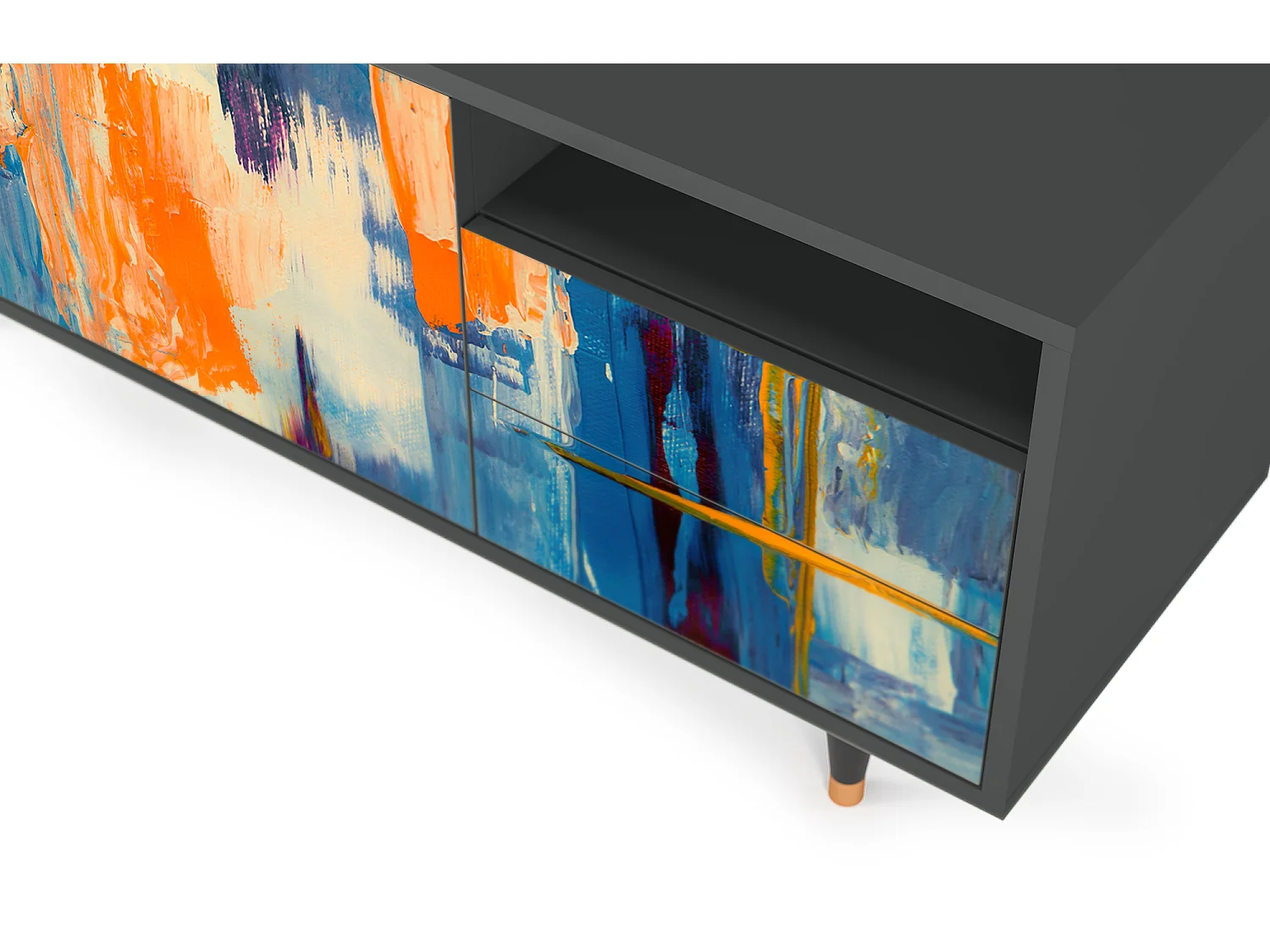 TV-meubel - 125х56х41 cm - T7 - Abstract Expressionism, Antraciet