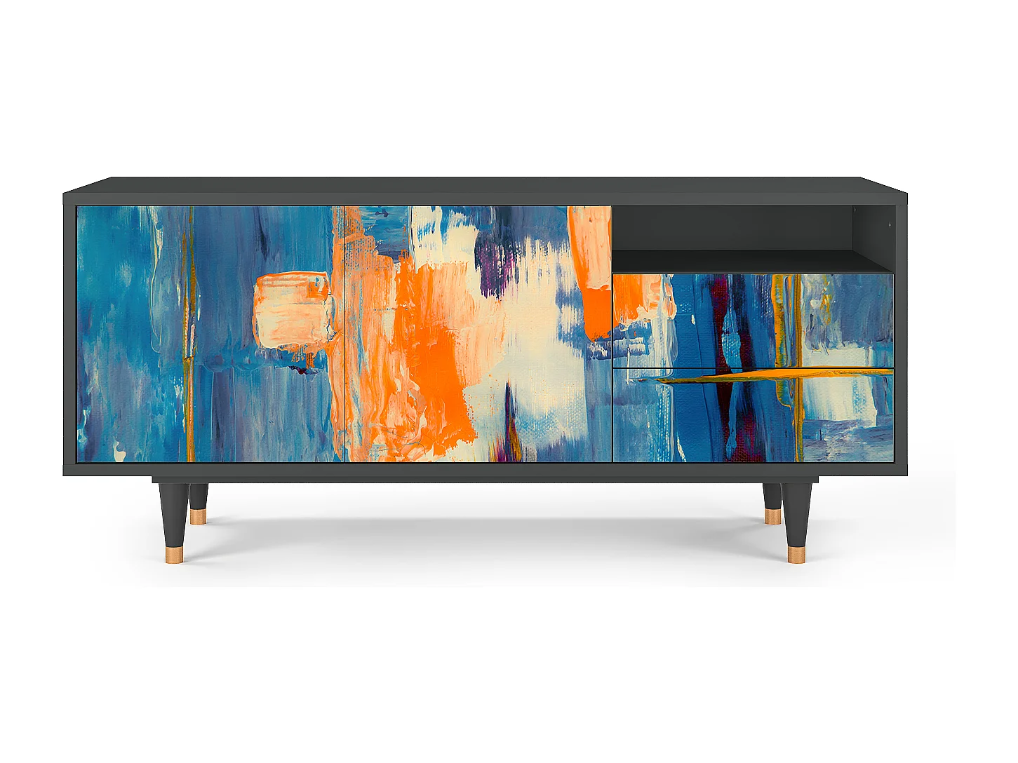 Meuble TV - 125х56х41 cm - T7 - Abstract Expressionism, Anthracite