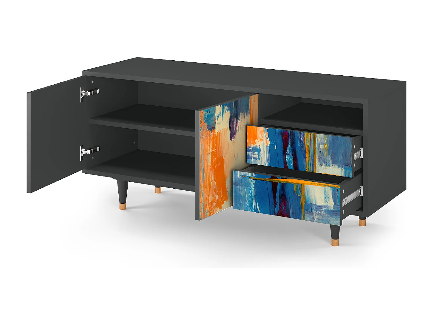 Meuble TV - 125х56х41 cm - T7 - Abstract Expressionism, Anthracite