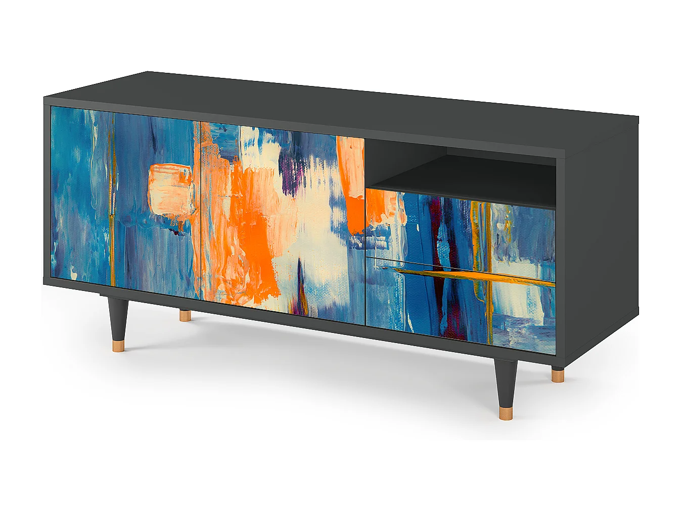 TV-meubel - 125х56х41 cm - T7 - Abstract Expressionism, Antraciet