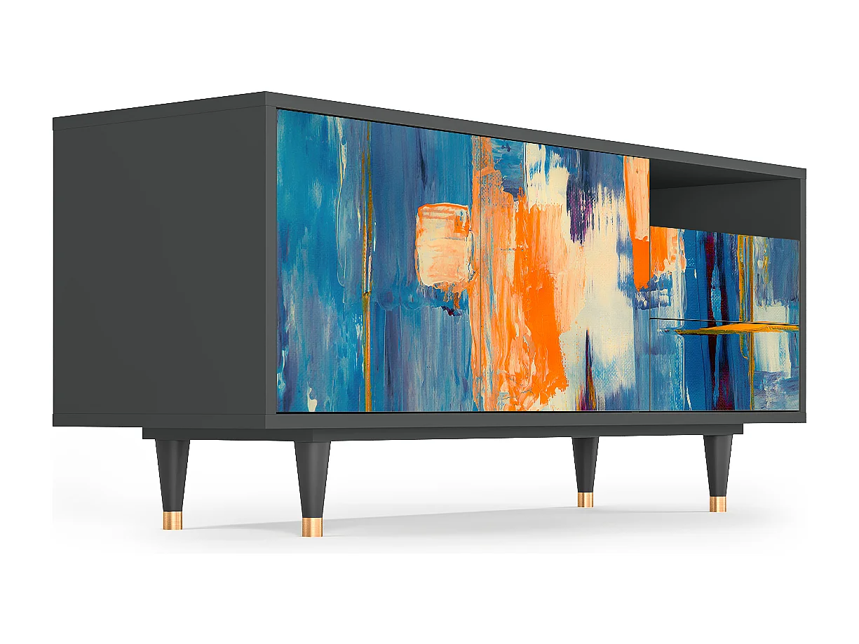 TV-meubel - 125х56х41 cm - T7 - Abstract Expressionism, Antraciet