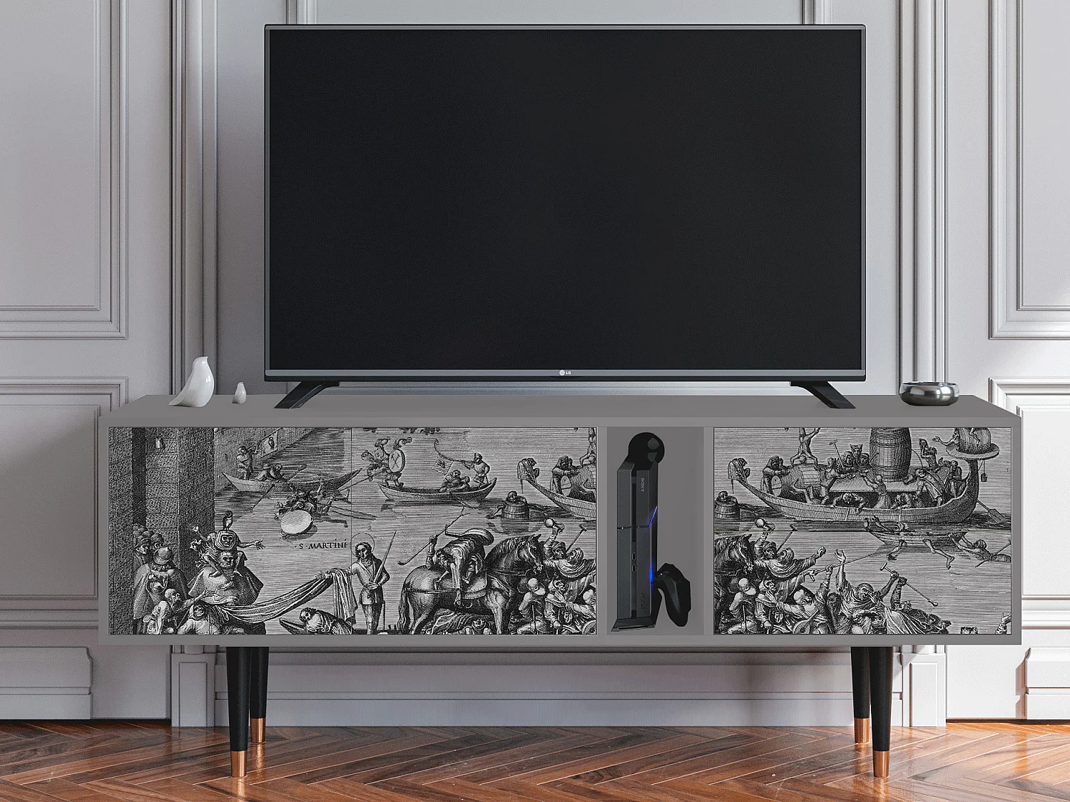 Mueble de TV - 170х69х48 cm - T1 - Saint Martin, Cinza