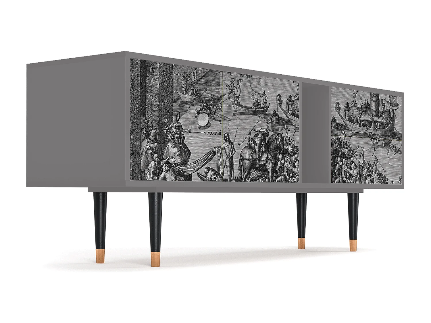 Mueble de TV - 170х69х48 cm - T1 - Saint Martin, Cinza