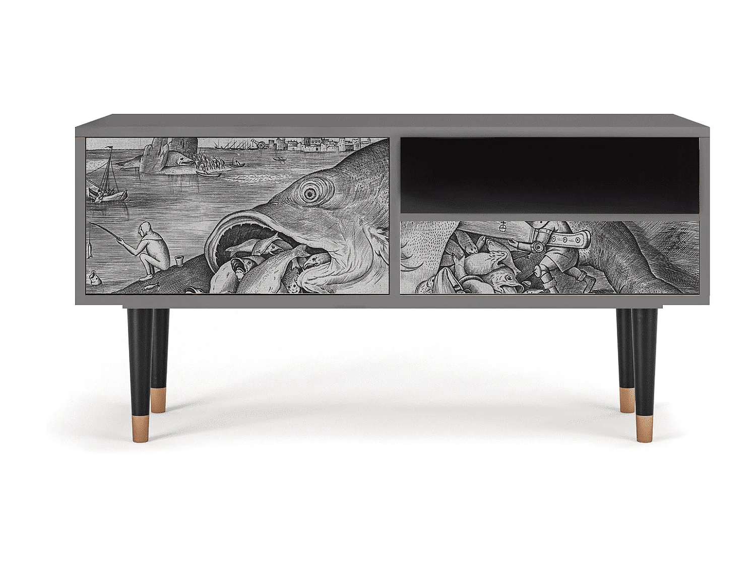 Meuble TV - 115х59х48 cm - T3 - Big Fish Eat Little, Gris