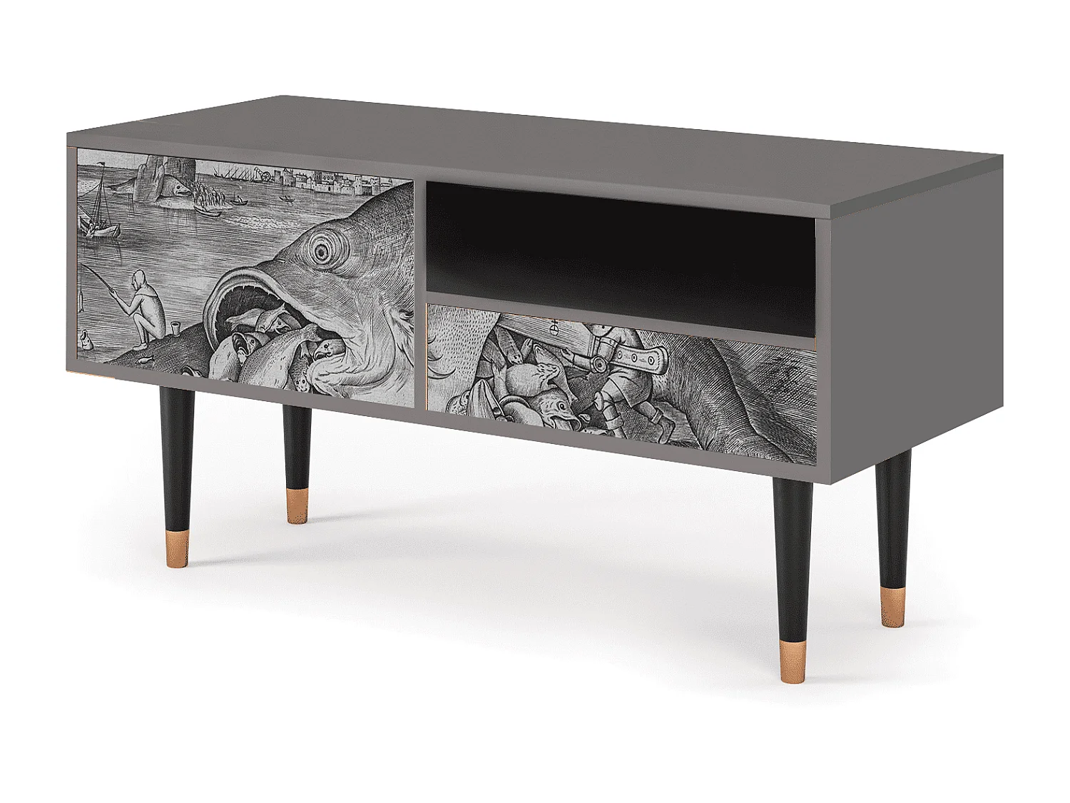 Meuble TV - 115х59х48 cm - T3 - Big Fish Eat Little, Gris