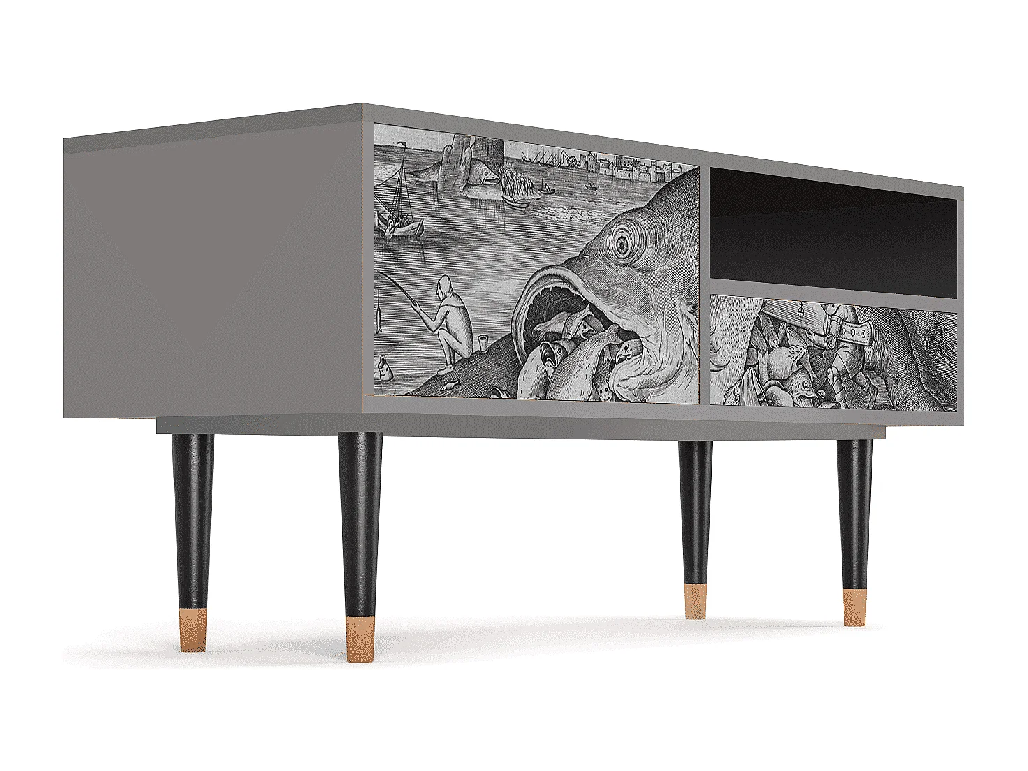 Meuble TV - 115х59х48 cm - T3 - Big Fish Eat Little, Gris