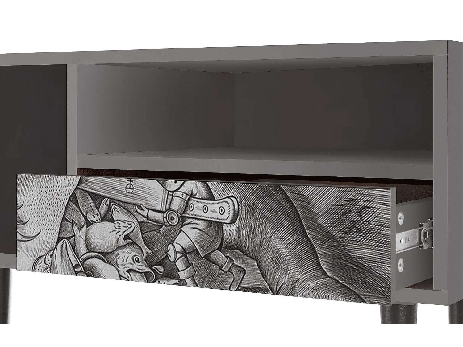 Meuble TV - 115х59х48 cm - T3 - Big Fish Eat Little, Gris