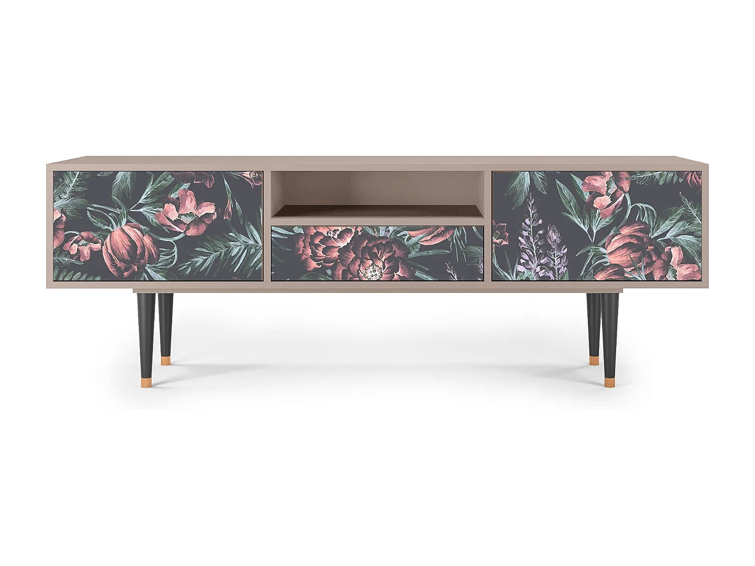 Mueble de TV - 170х59х41 cm - T6 - Dark Peonies, Latte