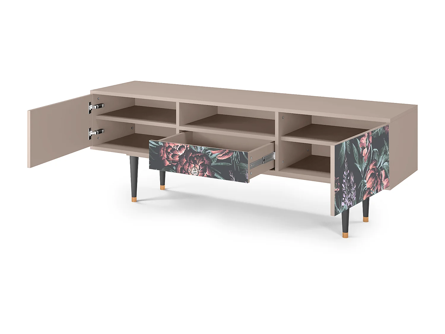 Mueble de TV - 170х59х41 cm - T6 - Dark Peonies, Latte