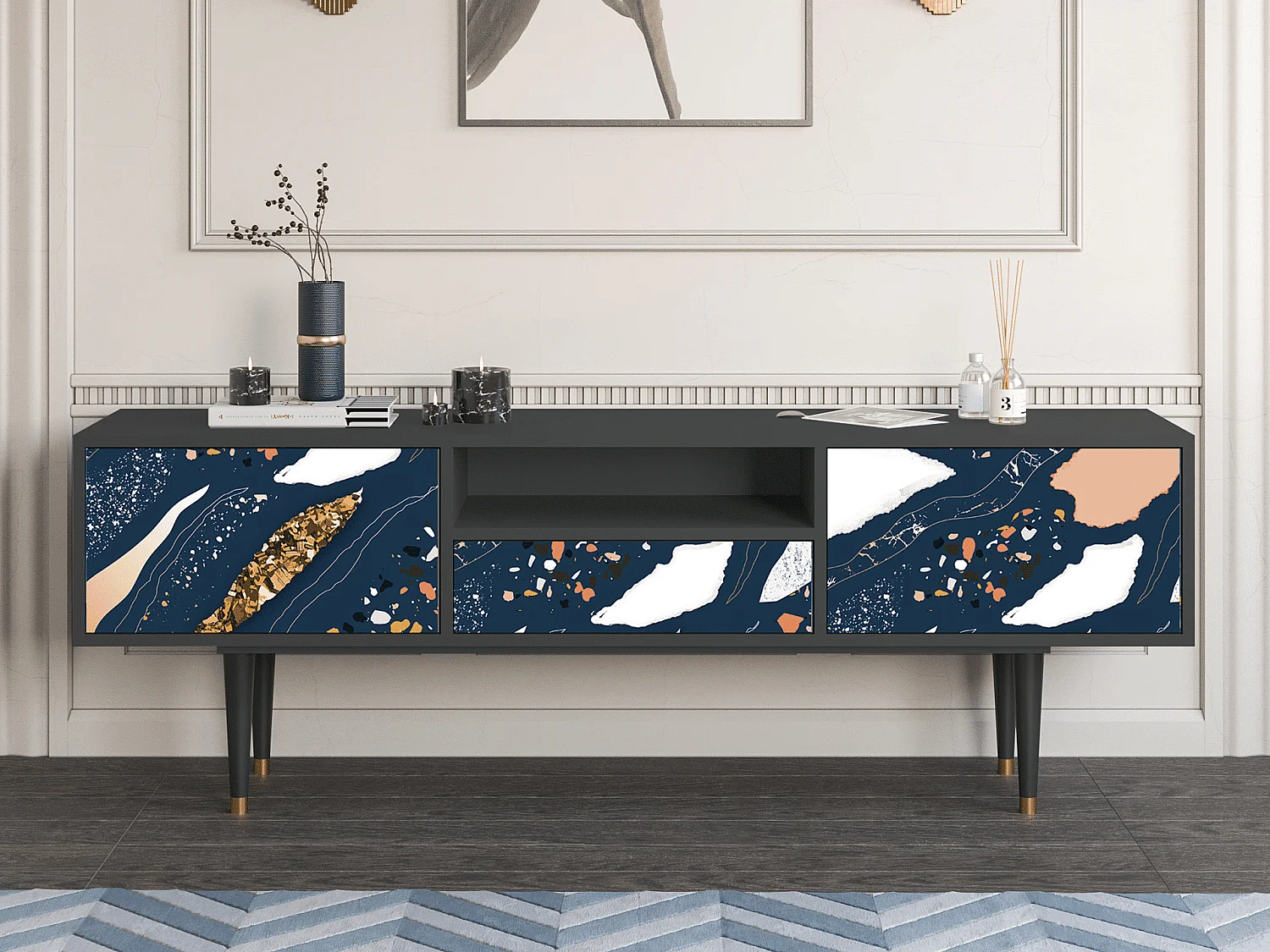 Meuble TV - 170х59х41 cm - T6 - Nude Iceberg, Anthracite