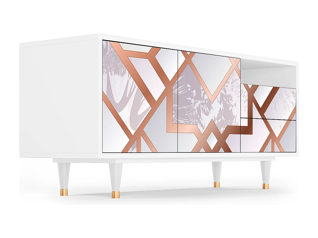 Mueble de TV - 125х56х41 cm - T7 - Pastel Fairytale, Blanco