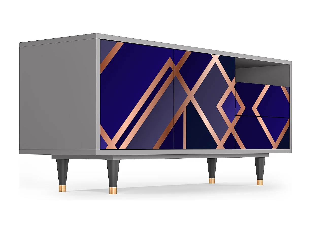 Meuble TV - 125х56х41 cm - T7 - Aquamarine Getsby, Gris