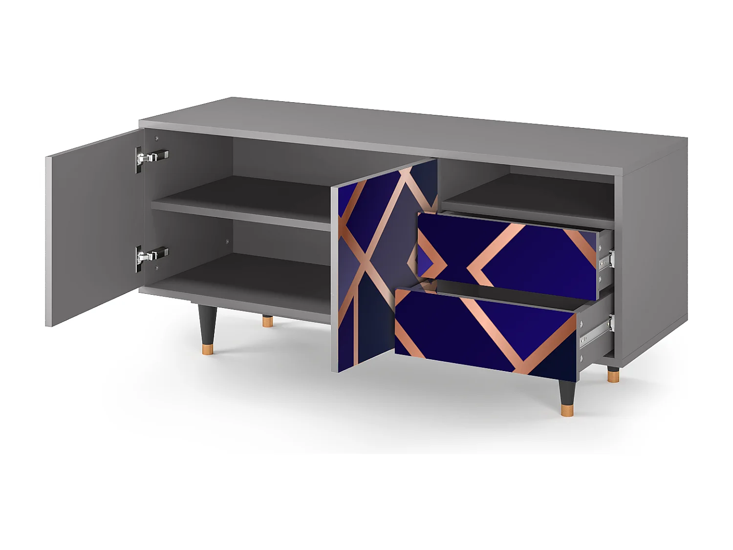 Meuble TV - 125х56х41 cm - T7 - Aquamarine Getsby, Gris