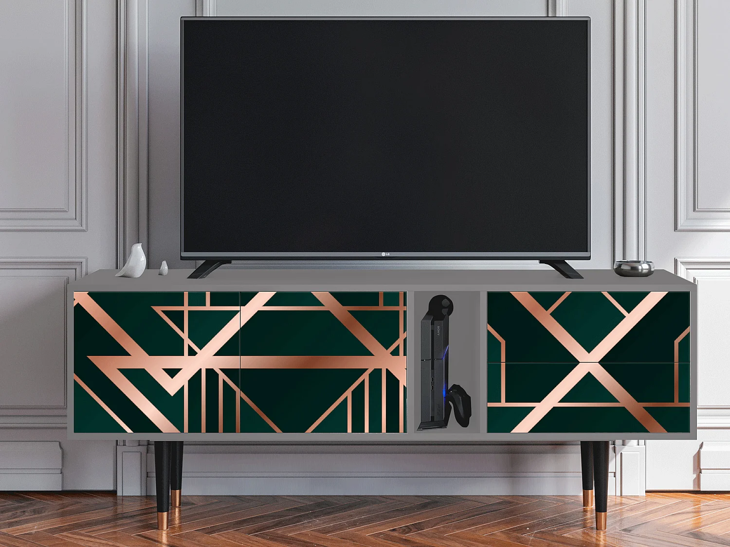 Meuble TV - 170х69х48 cm - T1 - Emerald Gatsby, Gris