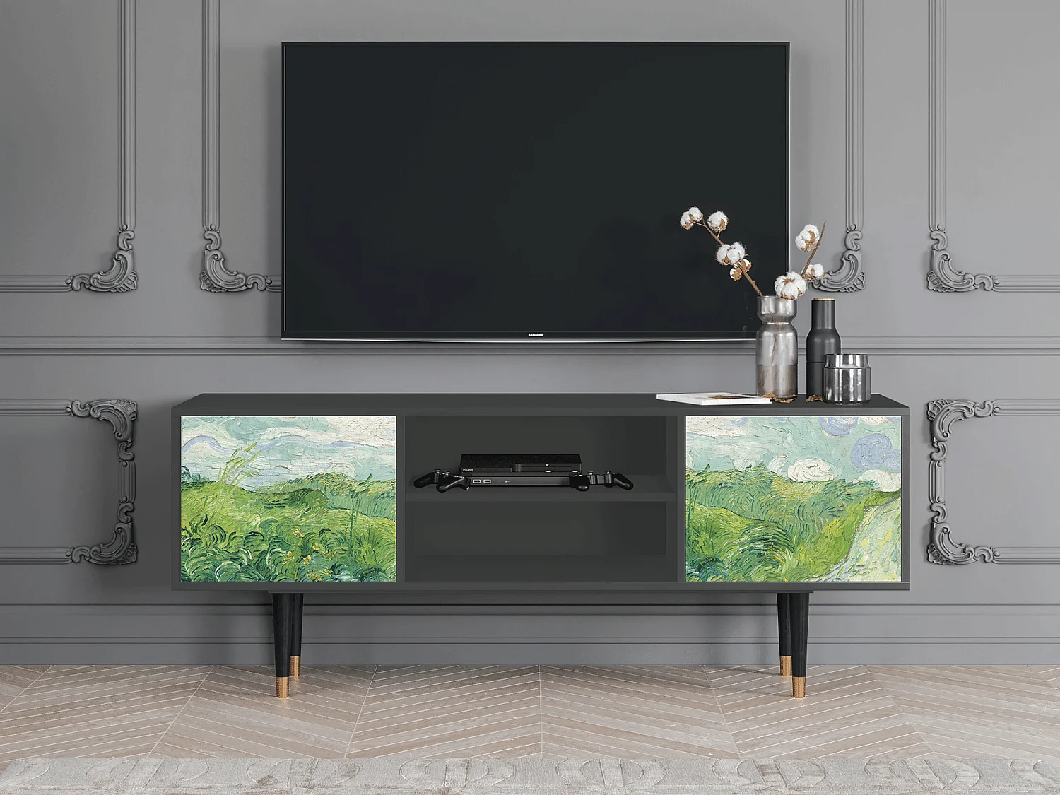 Mueble de TV - 170х69х48 cm - T2 - Green Wheat Fields, Antracite