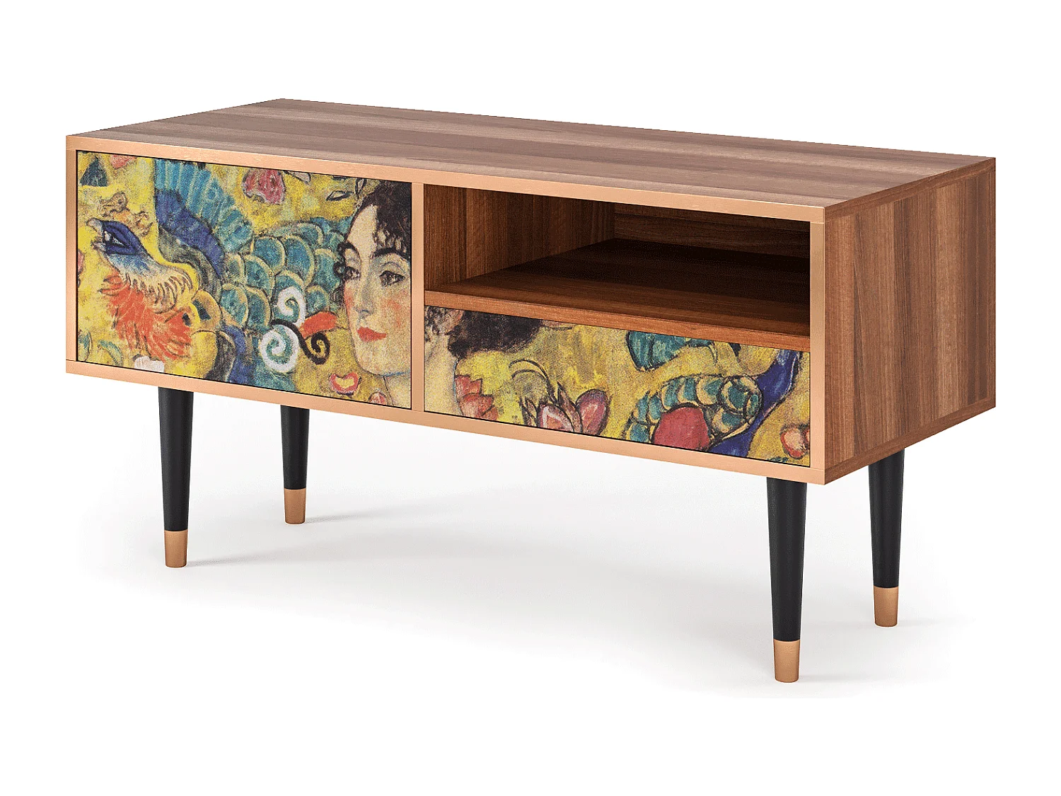 Mobile TV - 115х59х48 cm - T3 - Lady with Fan by Klimt, Noce