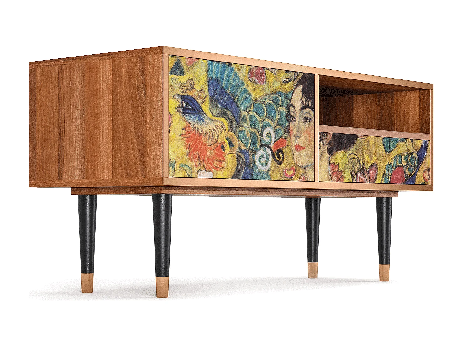 Mobile TV - 115х59х48 cm - T3 - Lady with Fan by Klimt, Noce