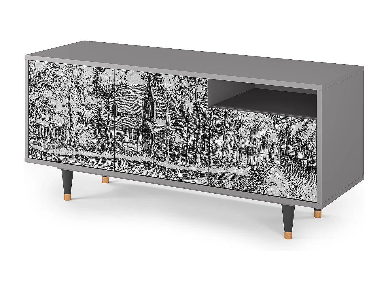 Meuble TV - 125х56х41 cm - T7 - A Pond, Gris