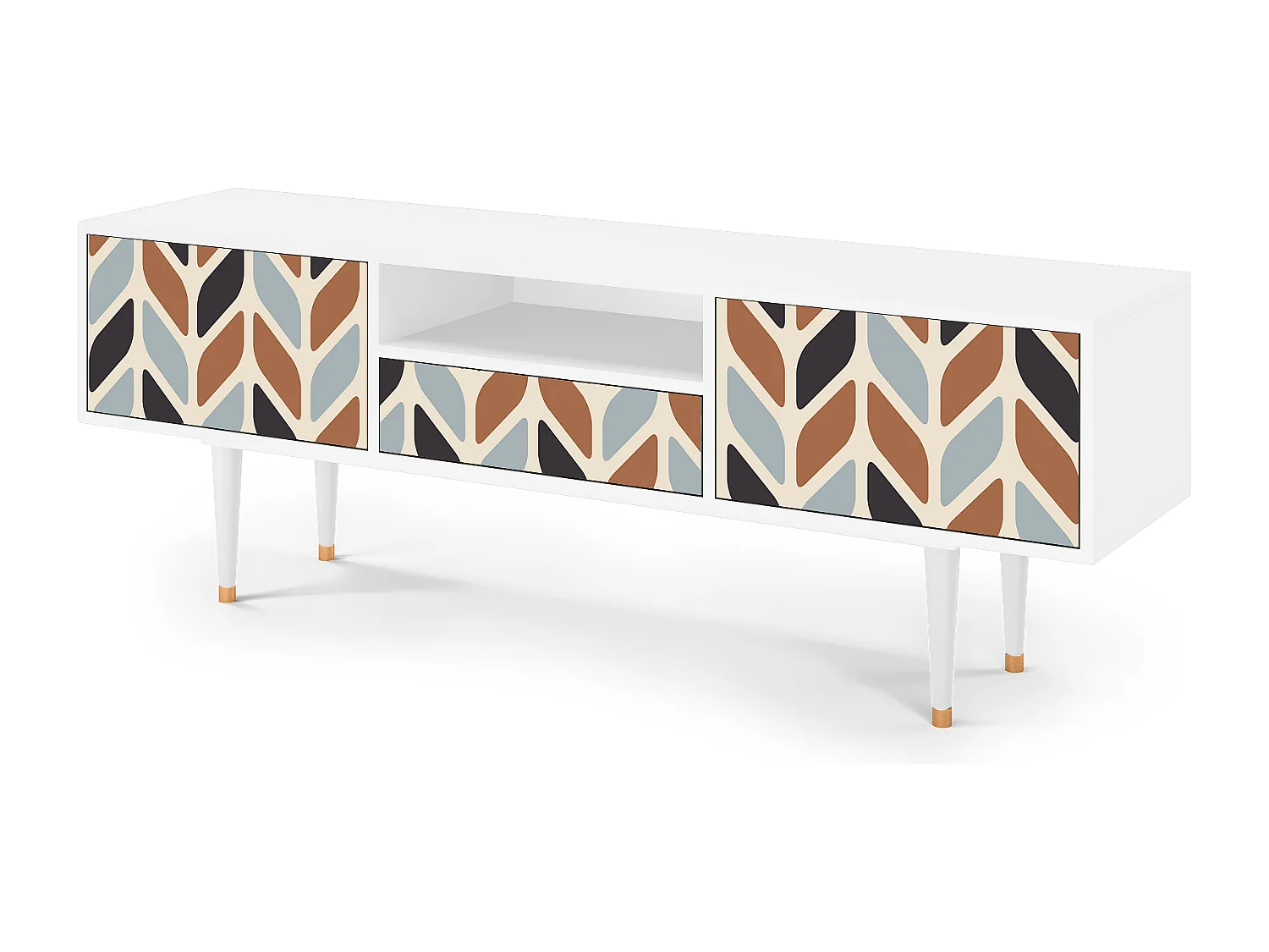 Szafka RTV - 170х59х41 cm - T6 - Beige Laure, Biały