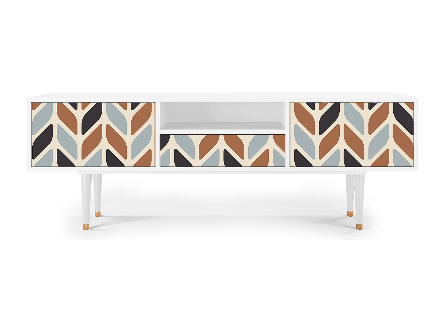 Mueble de TV - 170х59х41 cm - T6 - Beige Laure, Blanco