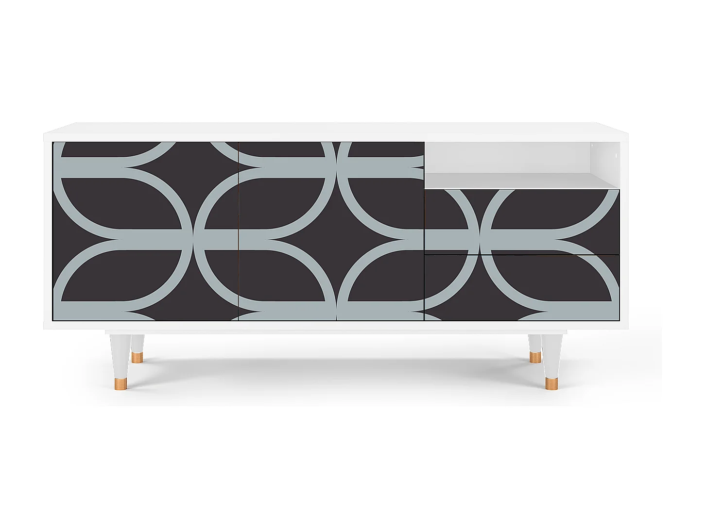 Meuble TV - 125х56х41 cm - T7 - Braided Blue, Blanc