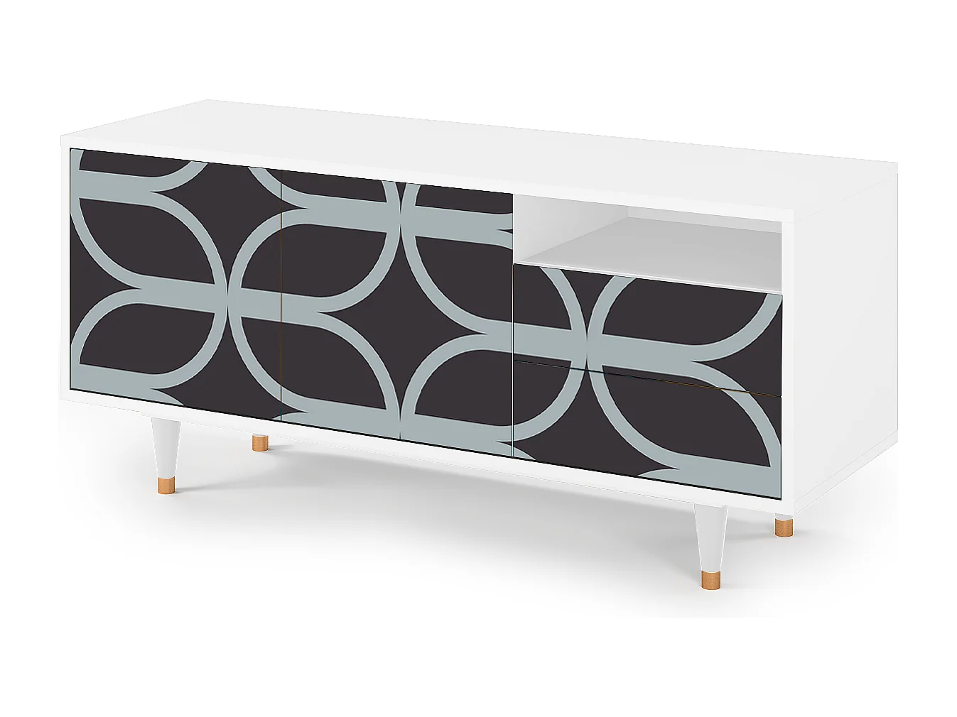 Meuble TV - 125х56х41 cm - T7 - Braided Blue, Blanc