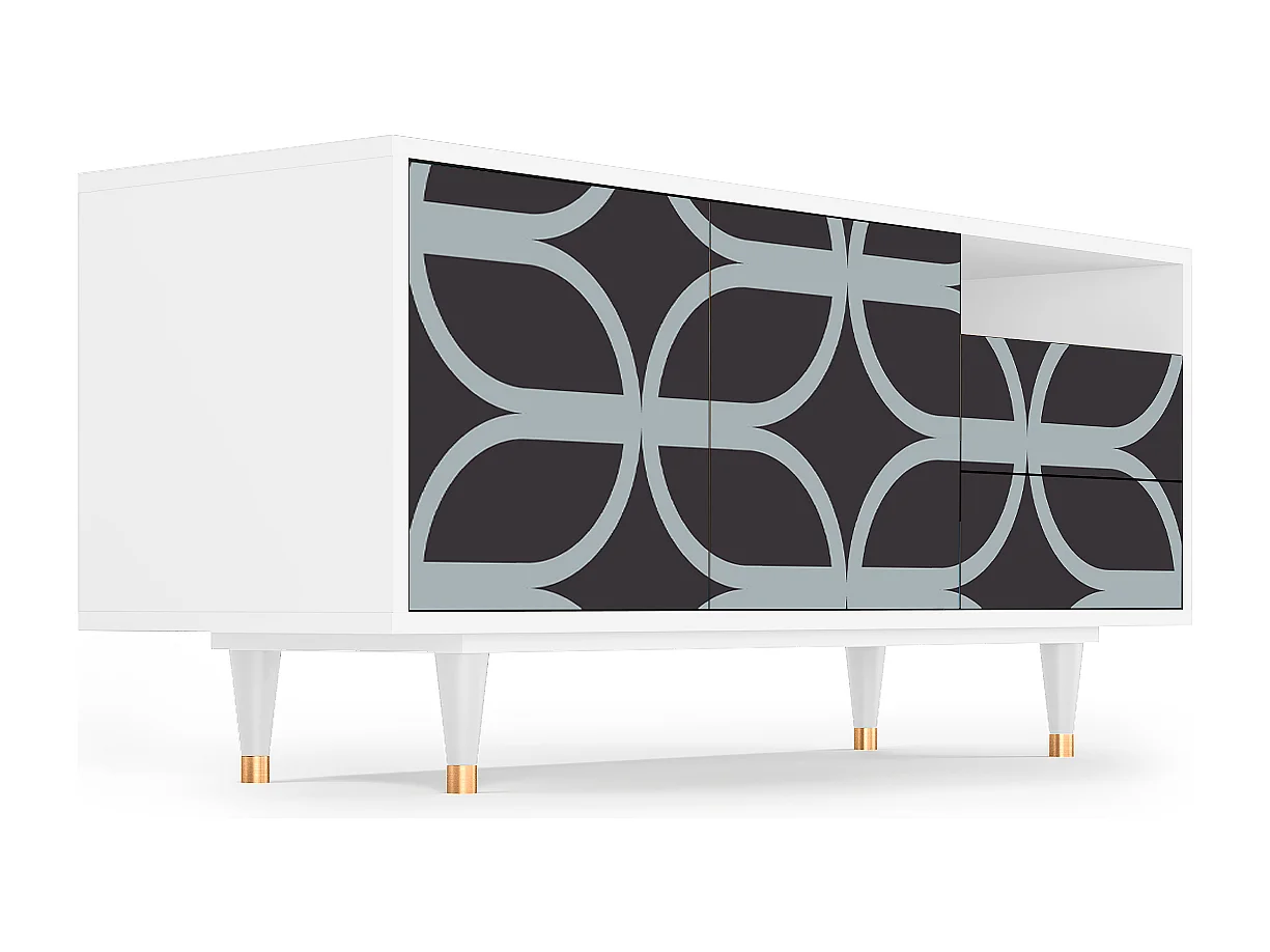 Szafka RTV - 125х56х41 cm - T7 - Braided Blue, Biały