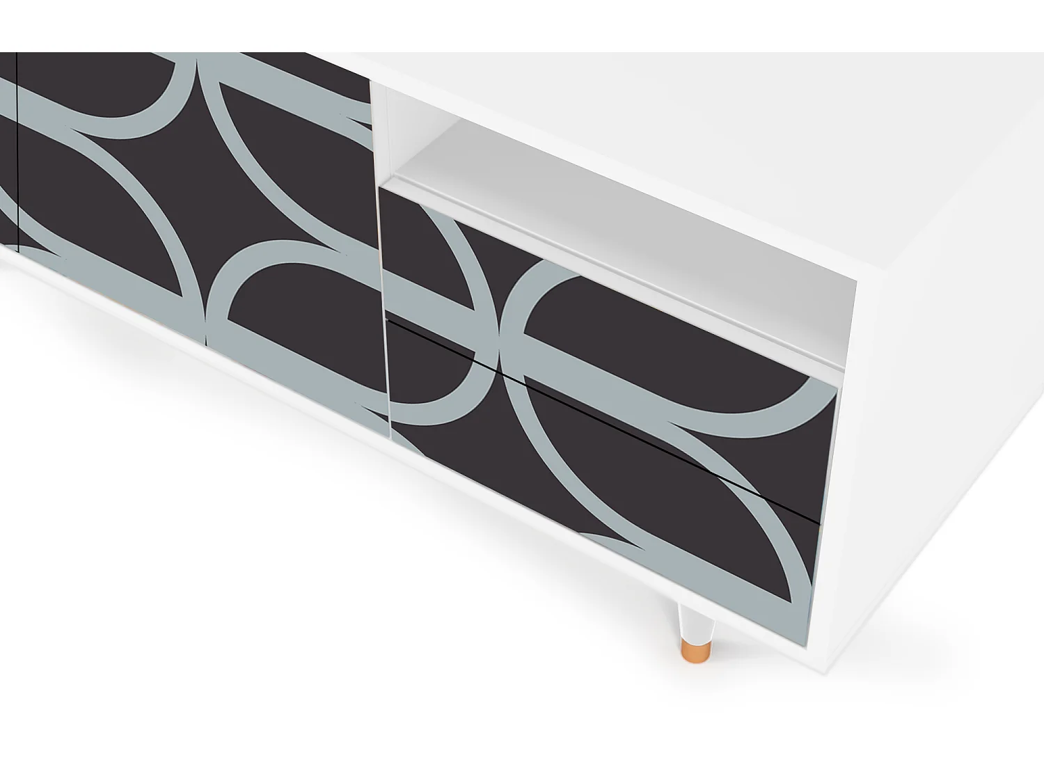 Szafka RTV - 125х56х41 cm - T7 - Braided Blue, Biały