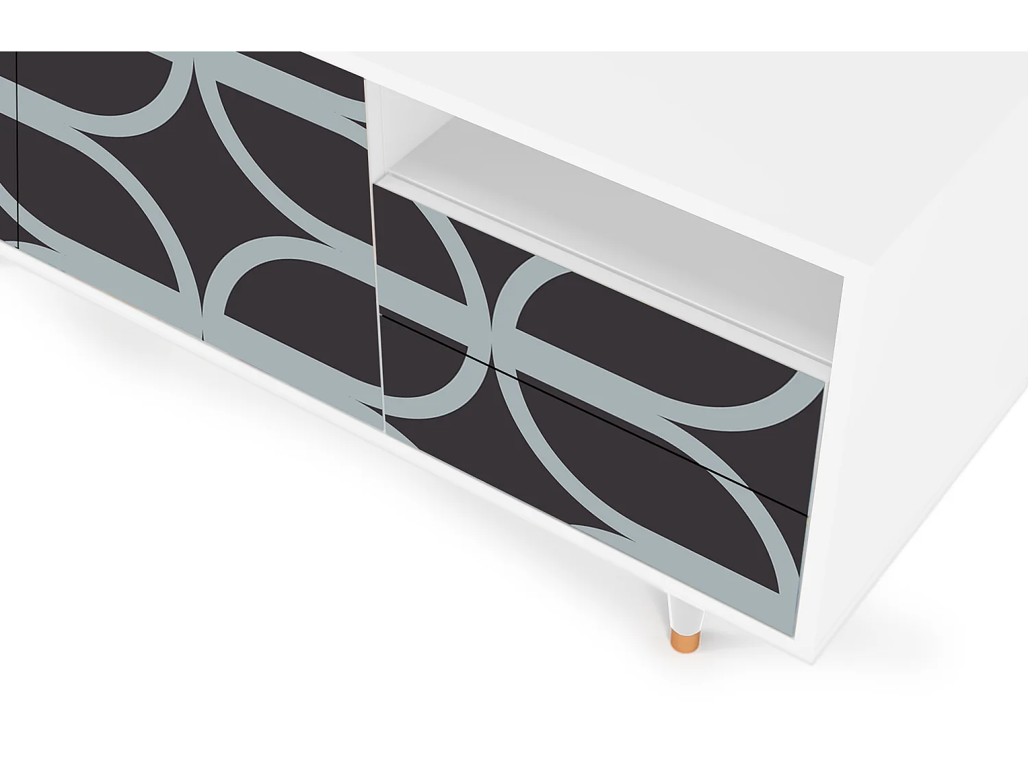 Meuble TV - 125х56х41 cm - T7 - Braided Blue, Blanc