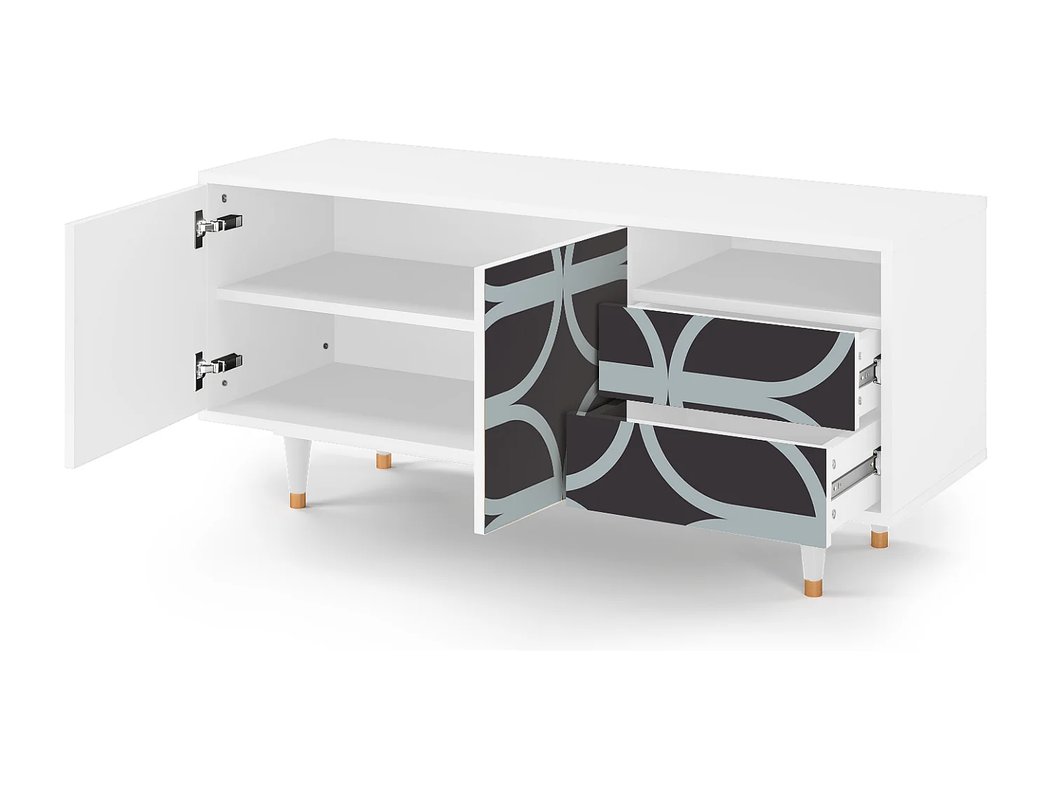 Meuble TV - 125х56х41 cm - T7 - Braided Blue, Blanc