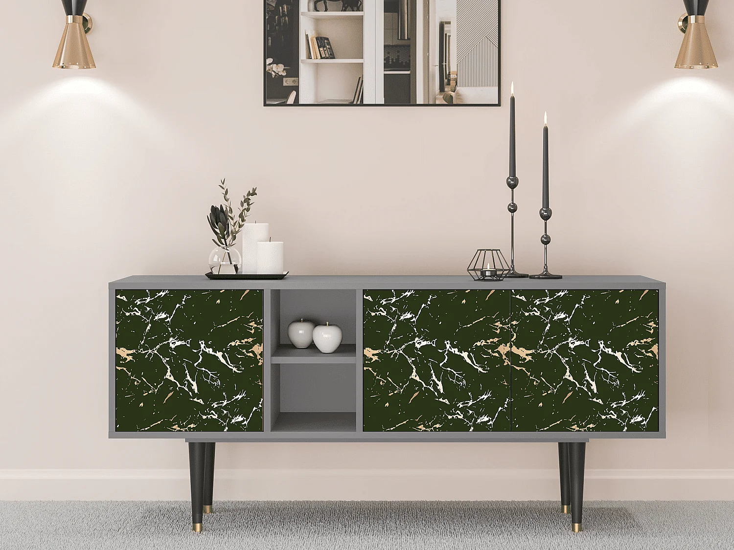 Szafka RTV - 150х69х41 cm - T5 - Amazon Forest, Szary