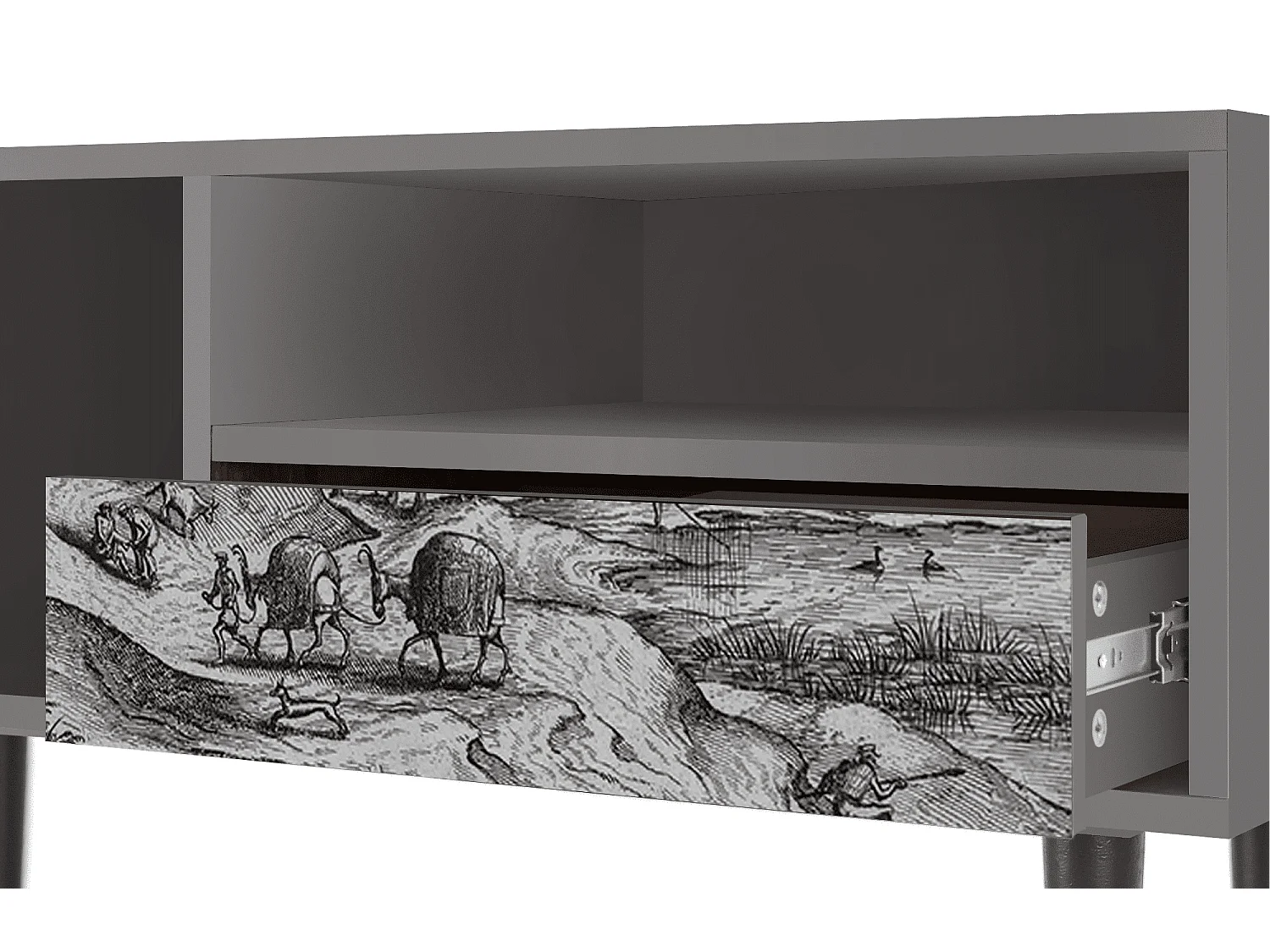 Mobile TV - 115х59х48 cm - T3 - Rusticorum, Grigio