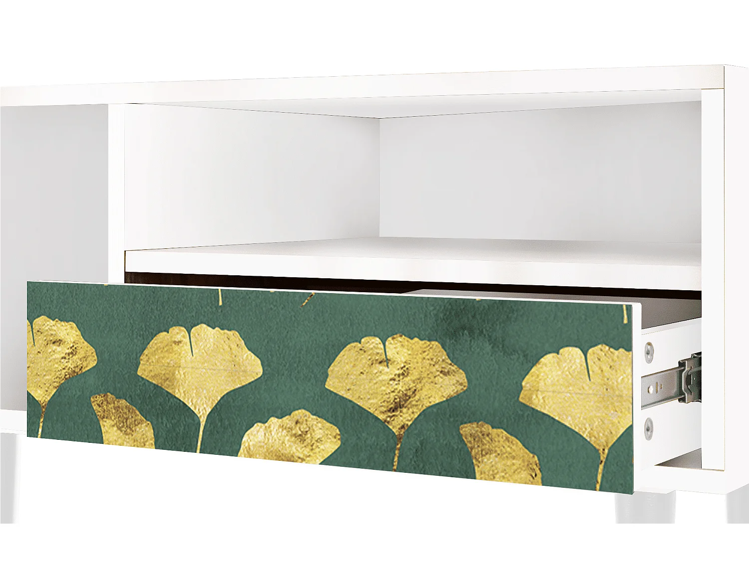 Mobile TV - 115х59х48 cm - T3 - Gingko leaves, Bianco