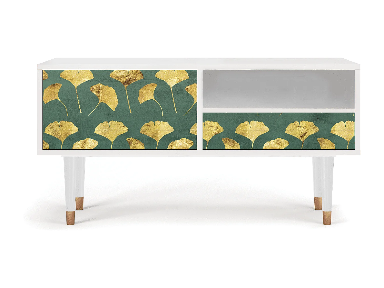 Meuble TV - 115х59х48 cm - T3 - Gingko leaves, Blanc