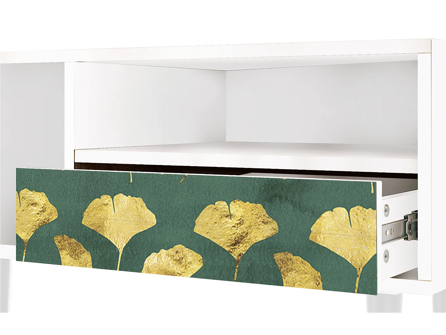 Meuble TV - 115х59х48 cm - T3 - Gingko leaves, Blanc