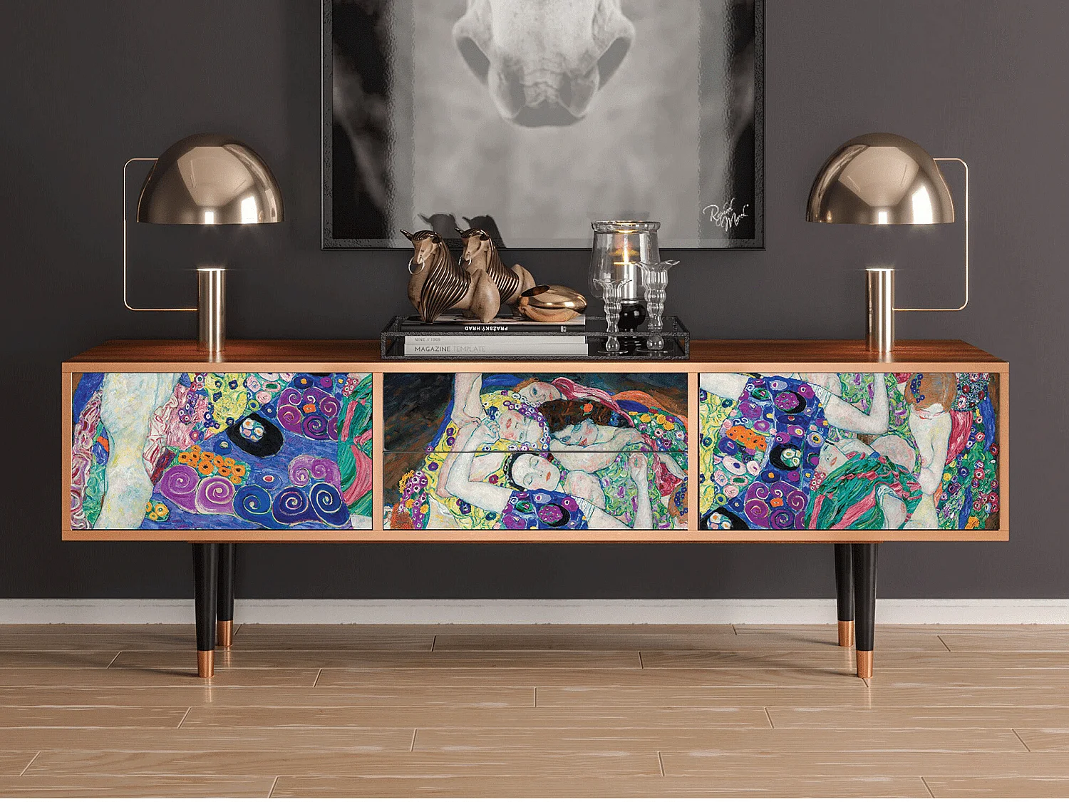 TV-meubel - 170х59х48 cm - T4 - The Maiden by Klimt, Walnoot