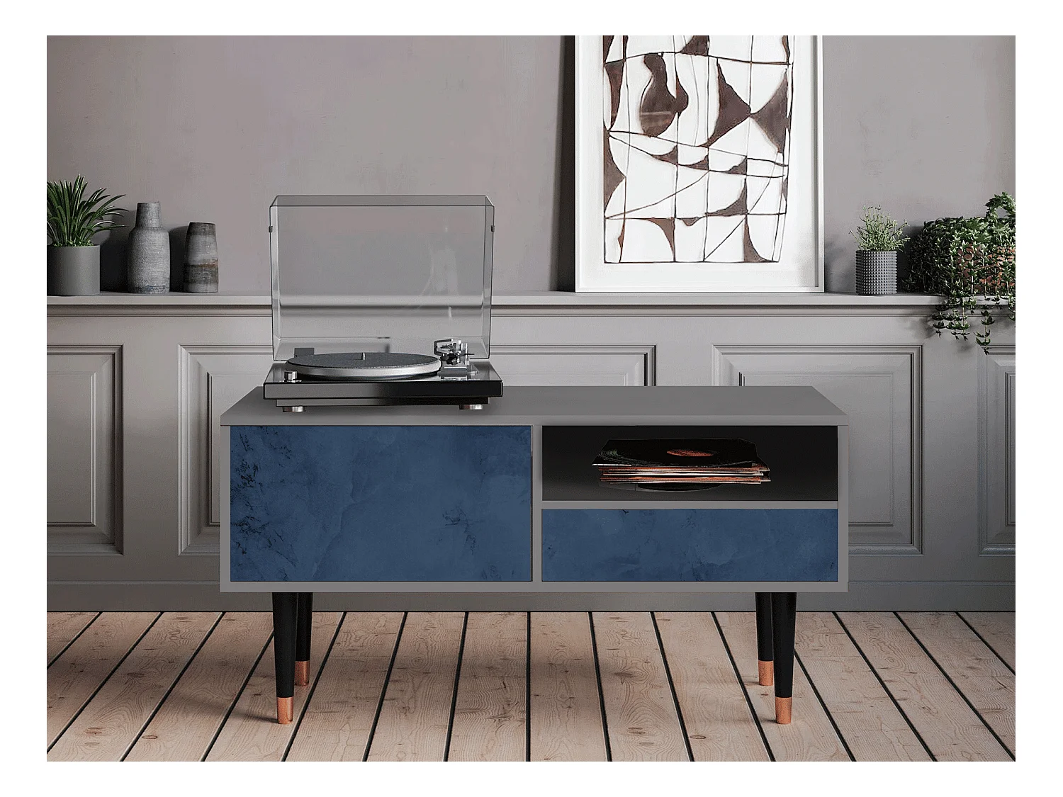 Szafka RTV - 115х59х48 cm - T3 - Endless Galaxi, Szary