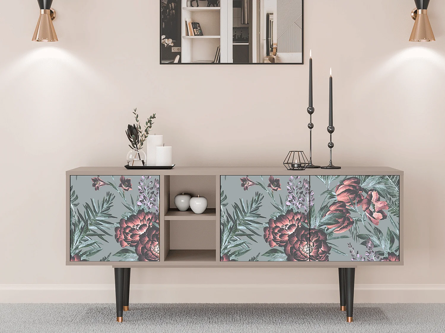 TV-meubel - 150х69х41 cm - T5 - Light Peonies, Latte