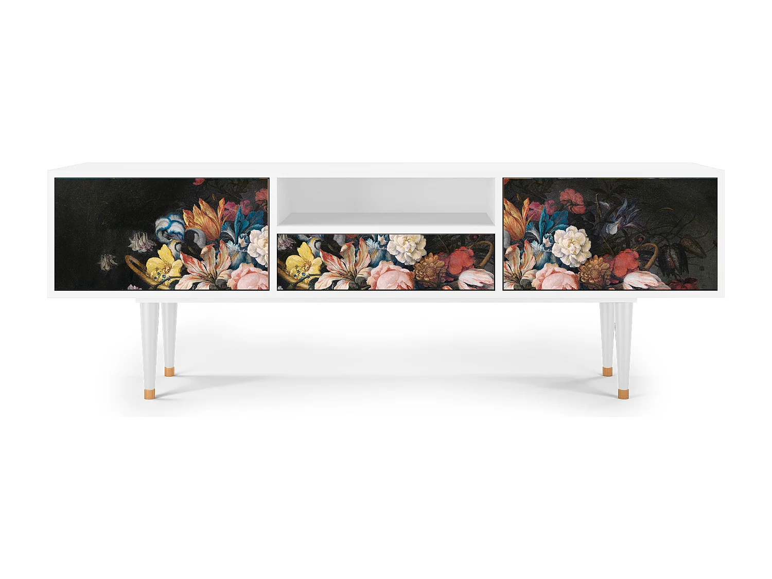 Mueble de TV - 170х59х41 cm - T6 - Still Life with Flowers, Blanco