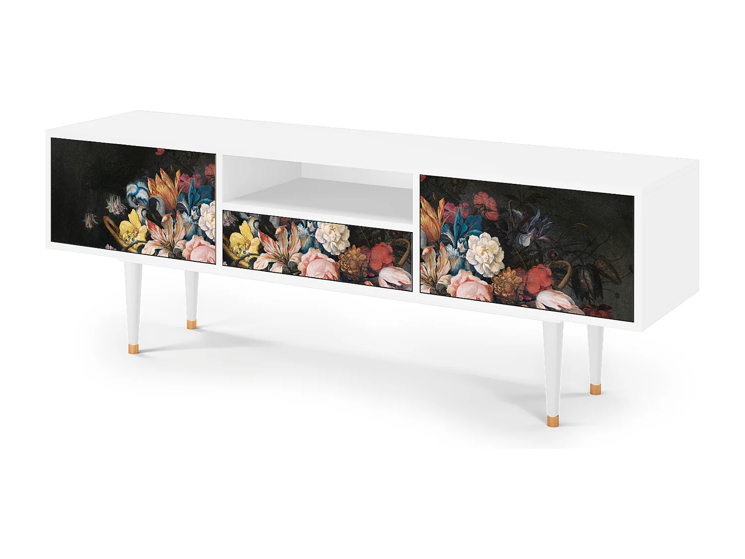 Meuble TV - 170х59х41 cm - T6 - Still Life with Flowers, Blanc