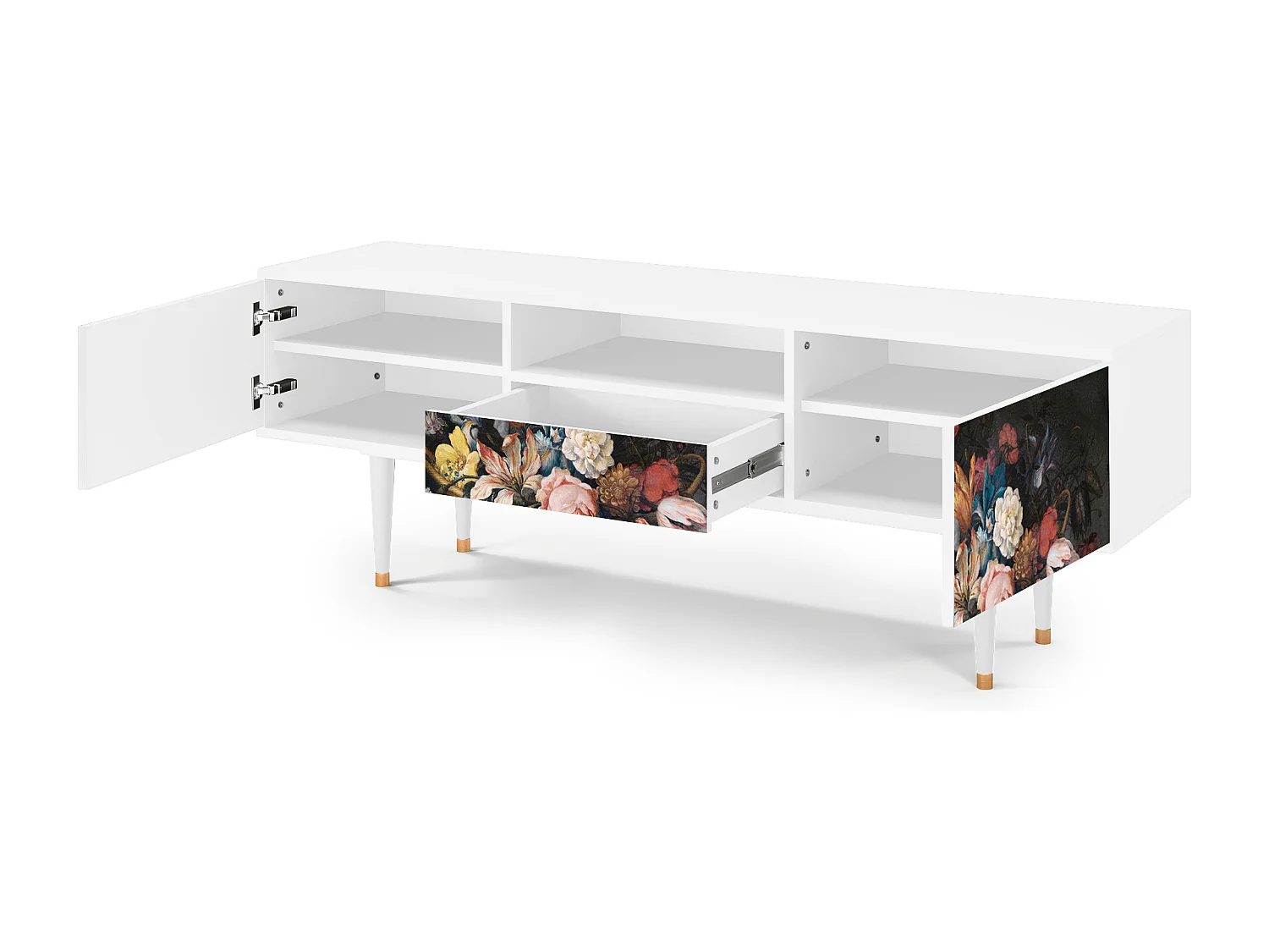 Meuble TV - 170х59х41 cm - T6 - Still Life with Flowers, Blanc