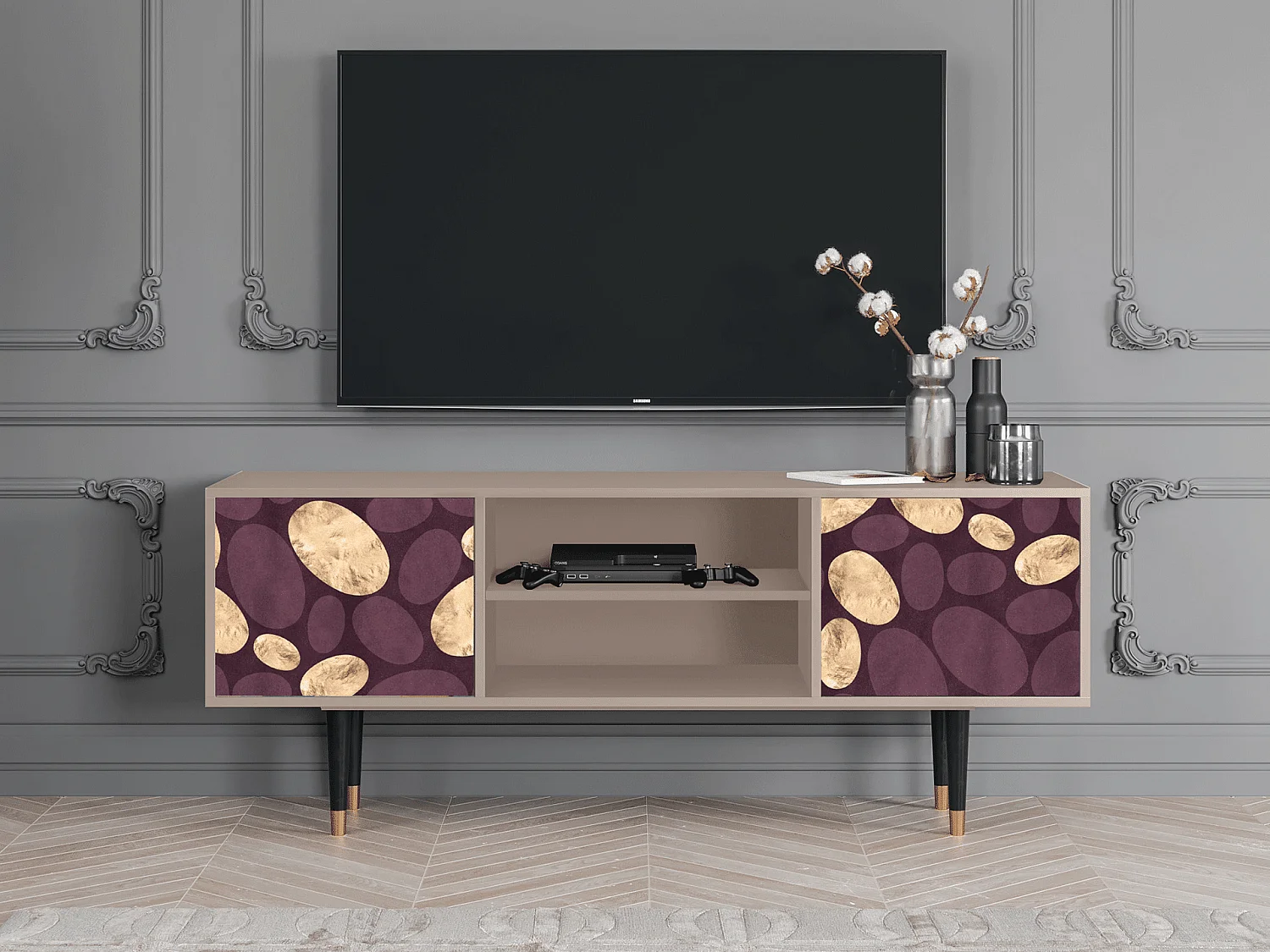 Szafka RTV - 170х69х48 cm - T2 - Fine Wine, Latte