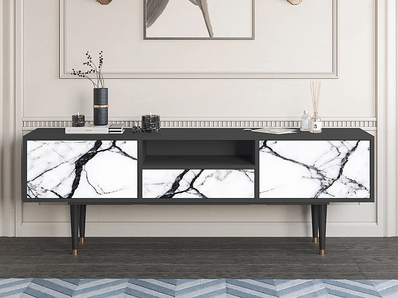 TV-meubel - 170х59х41 cm - T6 - Raven Marble, Antraciet