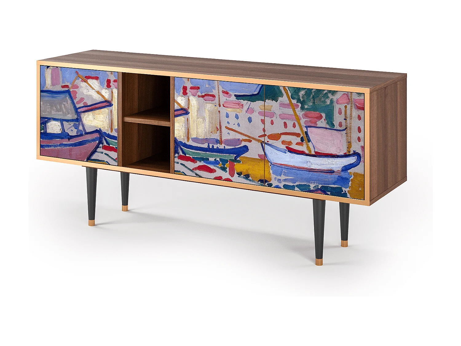 Mueble de TV - 150х69х41 cm - T5 - The Port of Collioure , Nogueira