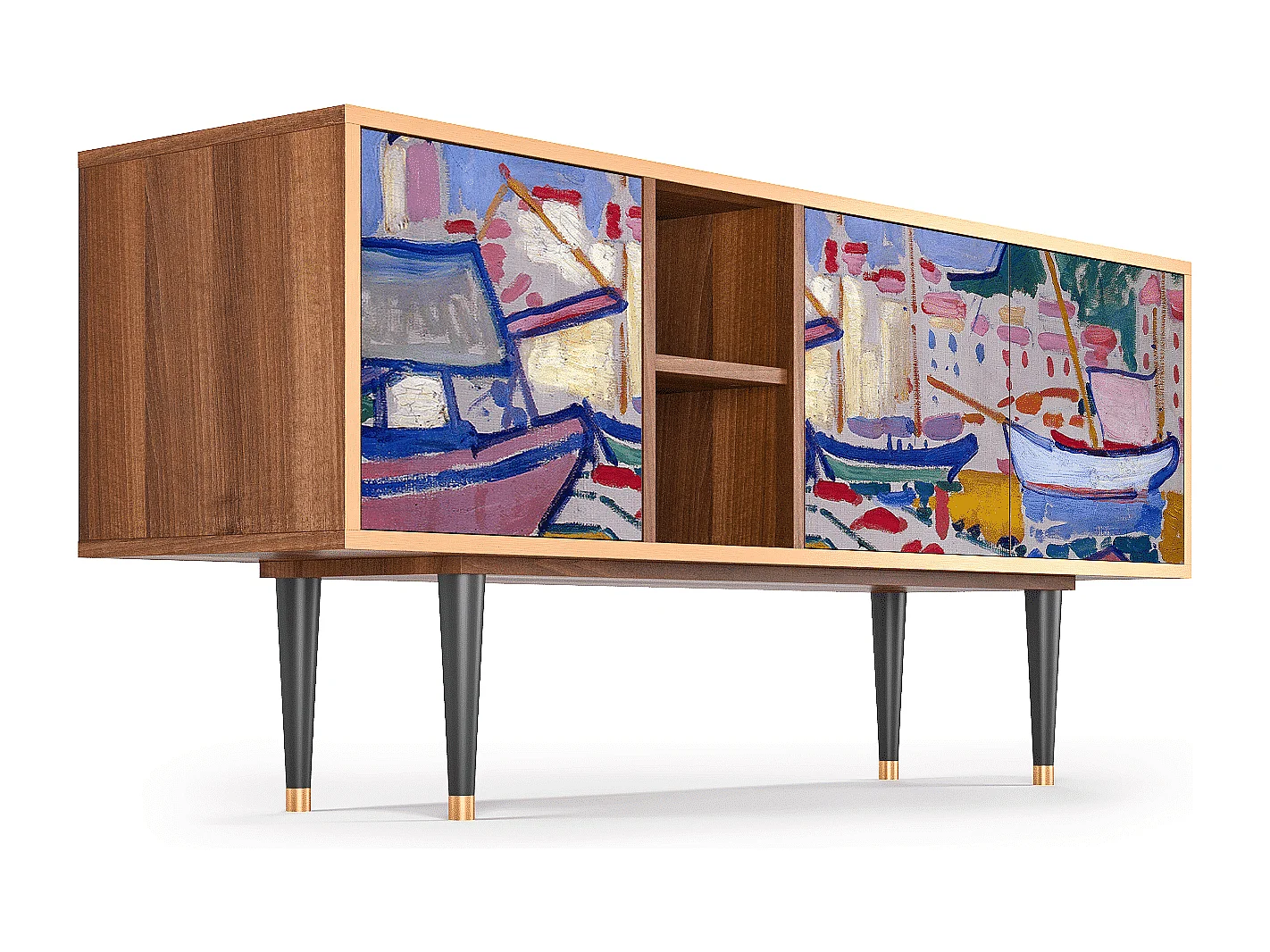 Mueble de TV - 150х69х41 cm - T5 - The Port of Collioure , Nogueira