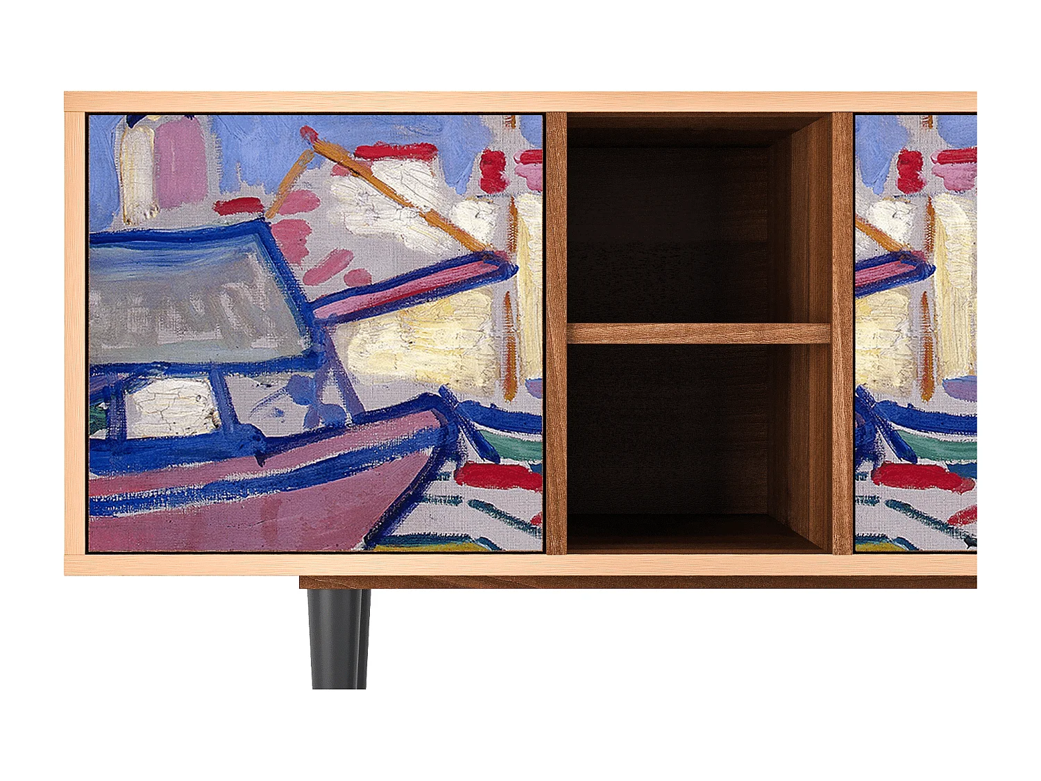 Mueble de TV - 150х69х41 cm - T5 - The Port of Collioure , Nogueira
